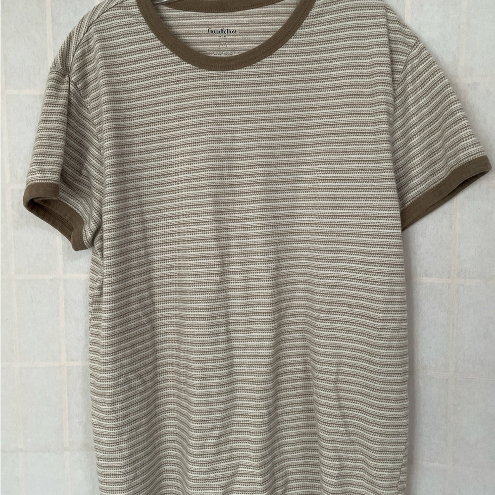 Goodfellow & Co Men's Short Sleeve Striped Tee - Olive and Cream